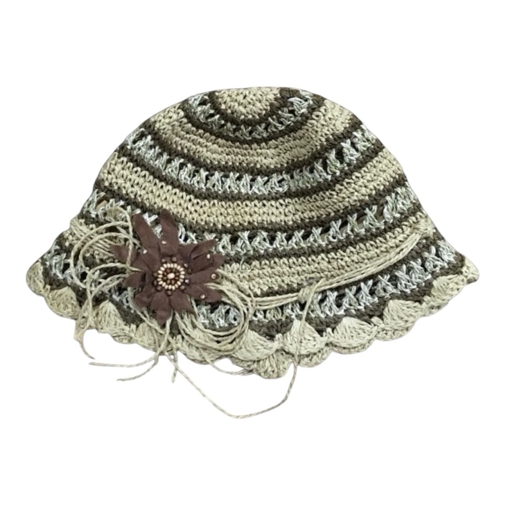 Elegant Brown and Cream Crochet Hat